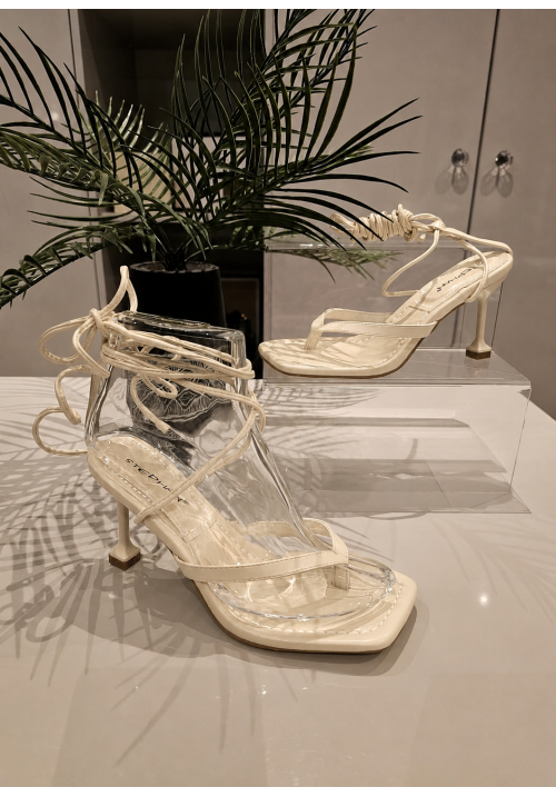 SWEET STEPS TIE UP HEELS - WHITE
